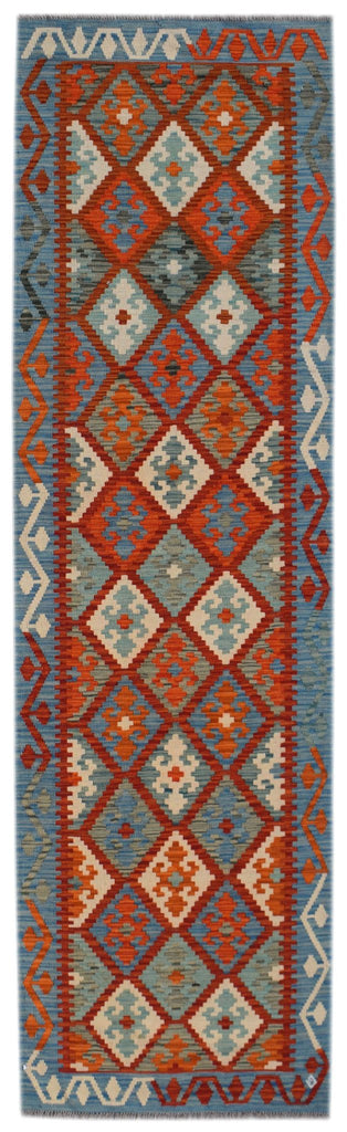 Handmade Afghan Maimana Kilim Hallway Runner | 295 x 89 cm | 9'9" x 2'11" - Najaf Rugs & Textile