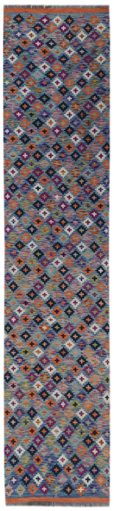 Handmade Afghan Maimana Kilim Hallway Runner | 296 x 78 cm | 9'8" x 2'7" - Najaf Rugs & Textile