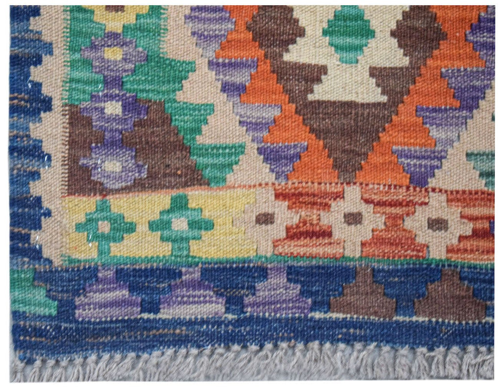 Handmade Afghan Maimana Kilim Hallway Runner | 296 x 82 cm | 9'9" x 2'8" - Najaf Rugs & Textile