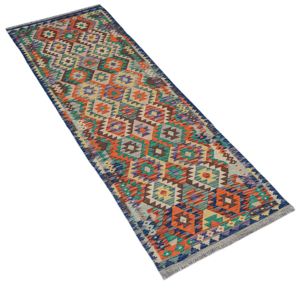 Handmade Afghan Maimana Kilim Hallway Runner | 296 x 82 cm | 9'9" x 2'8" - Najaf Rugs & Textile