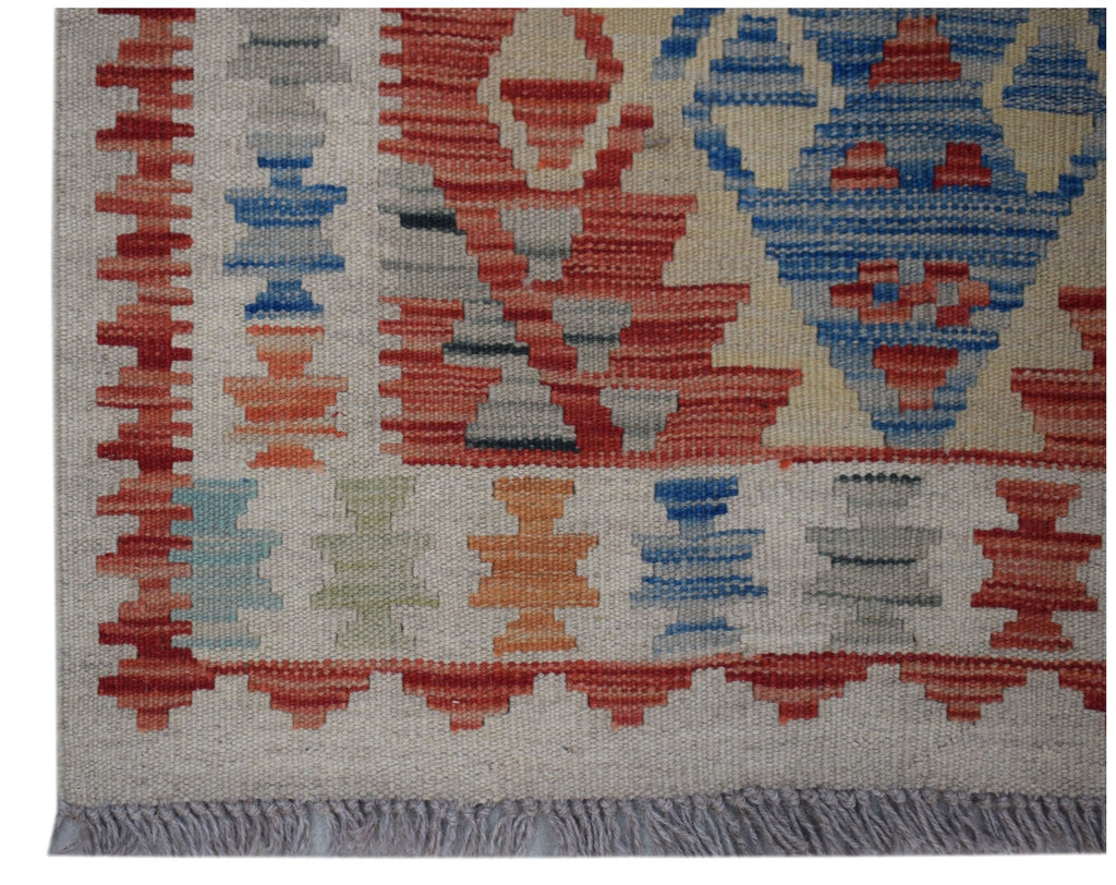 Handmade Afghan Maimana Kilim Hallway Runner | 300 x 78 cm | 9'11" x 2'7" - Najaf Rugs & Textile