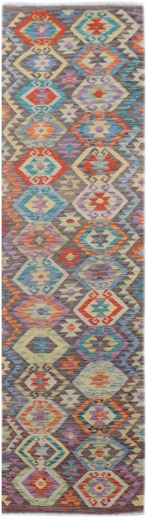 Handmade Afghan Maimana Kilim Hallway Runner | 301 x 82 cm | 9'10" x 2'9" - Najaf Rugs & Textile