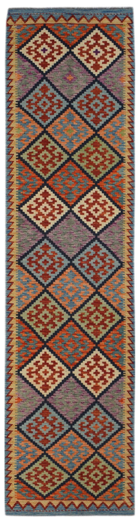 Handmade Afghan Maimana Kilim Hallway Runner | 302 x 84 cm | 9'11" x 2'9" - Najaf Rugs & Textile
