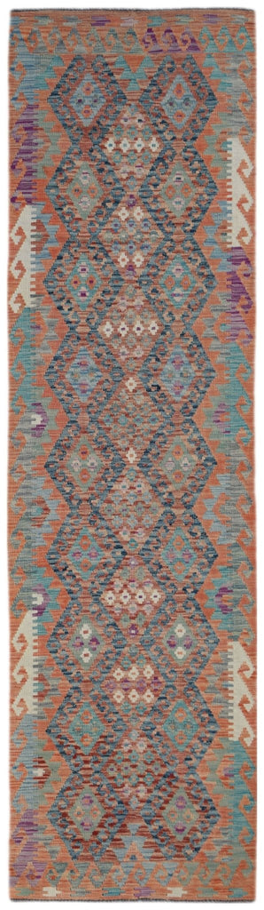 Handmade Afghan Maimana Kilim Hallway Runner | 303 x 88 cm | 9'11" x 2'11" - Najaf Rugs & Textile