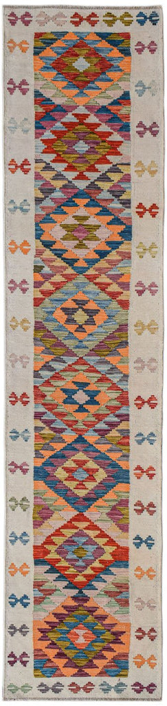 Handmade Afghan Maimana Kilim Hallway Runner | 342 x 78 cm | 11'3" x 2'7" - Najaf Rugs & Textile