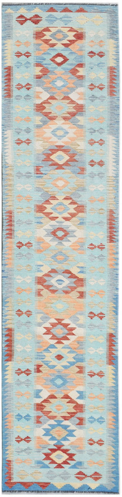 Handmade Afghan Maimana Kilim Hallway Runner | 347 x 81 cm | 11'5" x 2'8" - Najaf Rugs & Textile