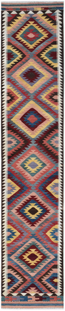 Handmade Afghan Maimana Kilim Hallway Runner | 393 x 85 cm | 12'11" x 2'10" - Najaf Rugs & Textile