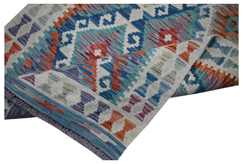 Handmade Afghan Maimana Kilim Hallway Runner | 397 x 78 cm | 13' x 2'7" - Najaf Rugs & Textile