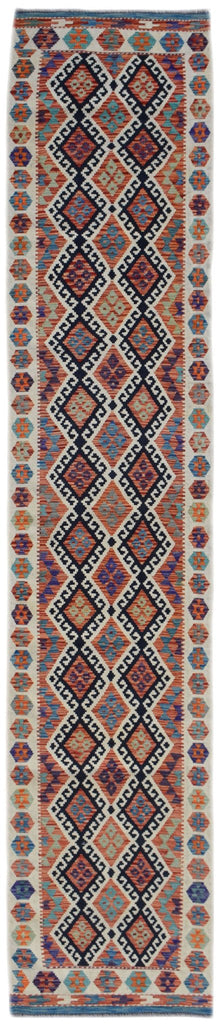 Handmade Afghan Maimana Kilim Hallway Runner | 398 x 84 cm | 13' x 2'9" - Najaf Rugs & Textile