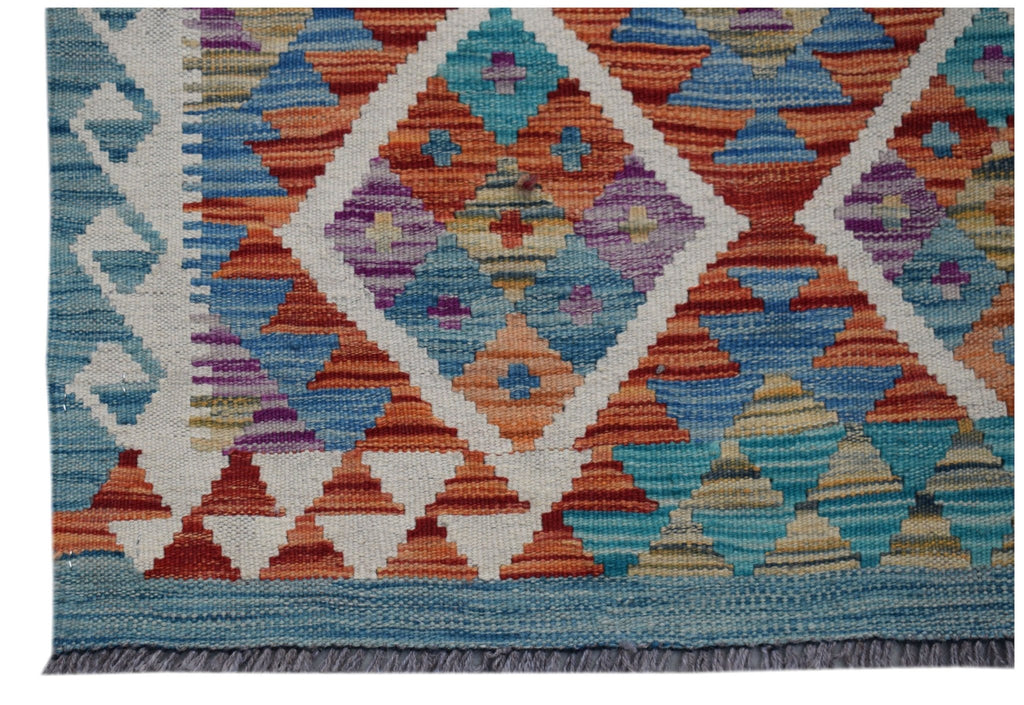 Handmade Afghan Maimana Kilim Hallway Runner | 416 x 83 cm | 13'8" x 2'9" - Najaf Rugs & Textile