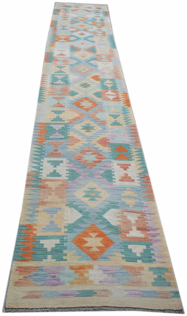 Handmade Afghan Maimana Kilim Hallway Runner | 480 x 83 cm | 15'9" x 2'9" - Najaf Rugs & Textile