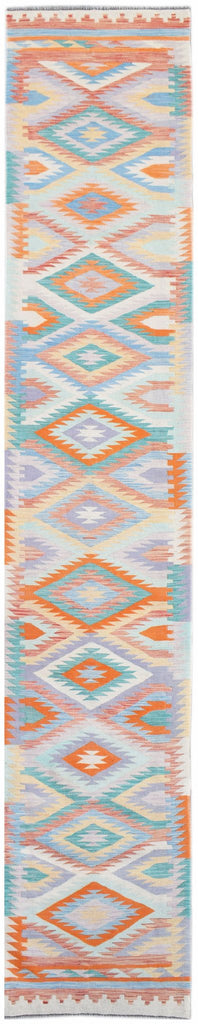 Handmade Afghan Maimana Kilim Hallway Runner | 488 x 78 cm | 16' x 2'7" - Najaf Rugs & Textile