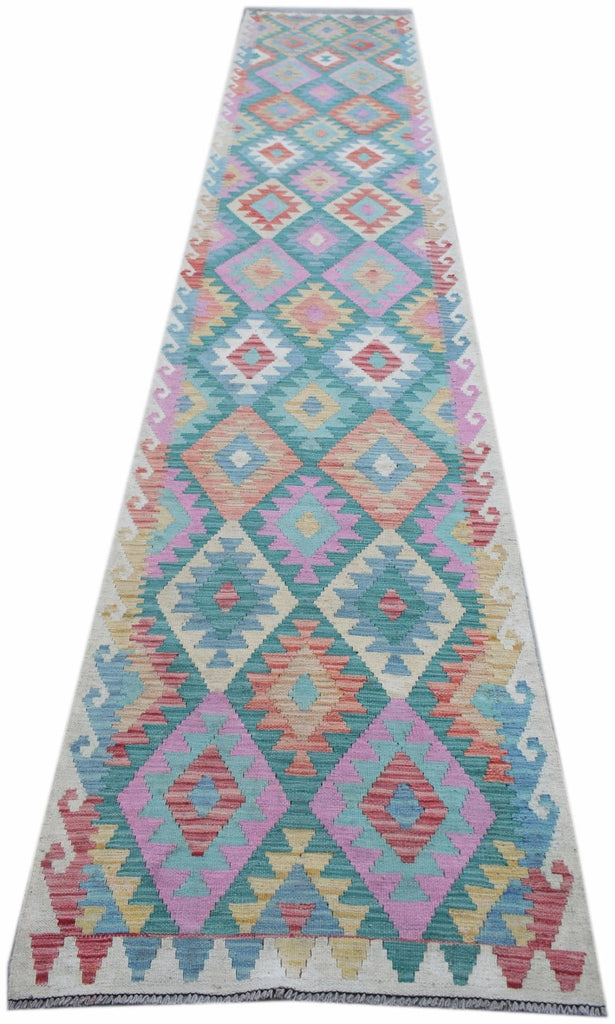 Handmade Afghan Maimana Kilim Hallway Runner | 496 x 84 cm | 16'3" x 2'9" - Najaf Rugs & Textile