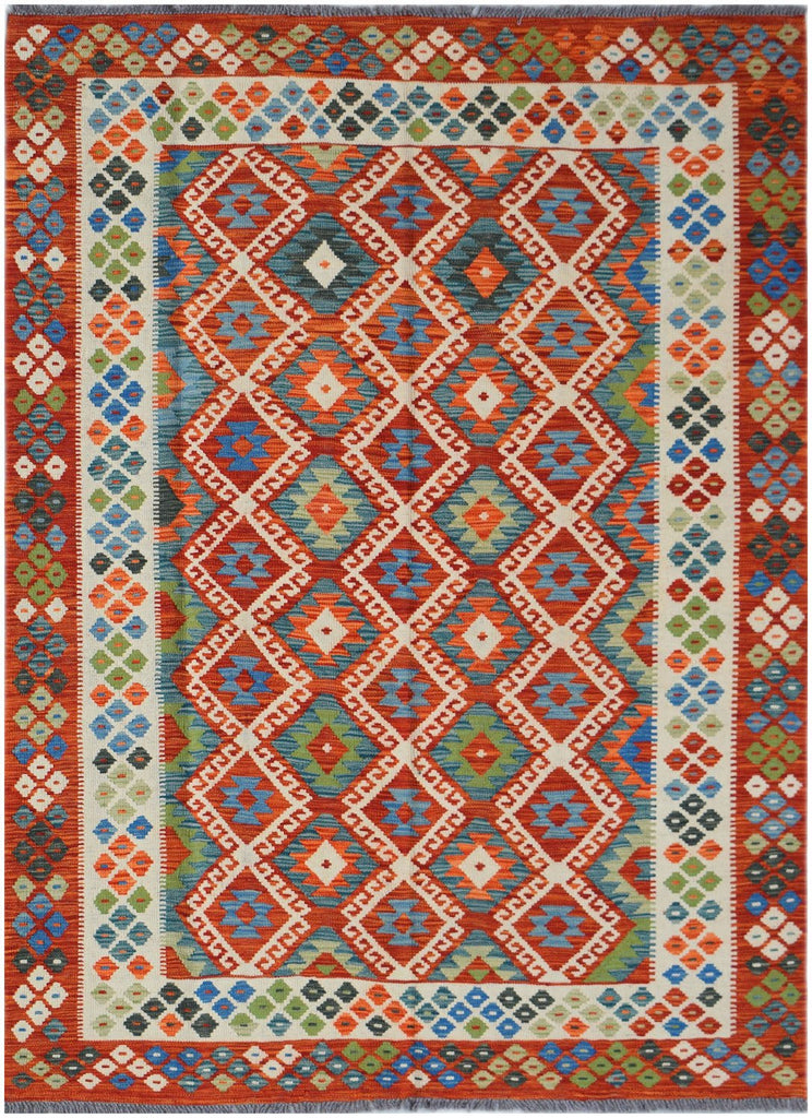 Handmade Afghan Maimana Killim | 201 x 152 cm | 6'7" x 5' - Najaf Rugs & Textile