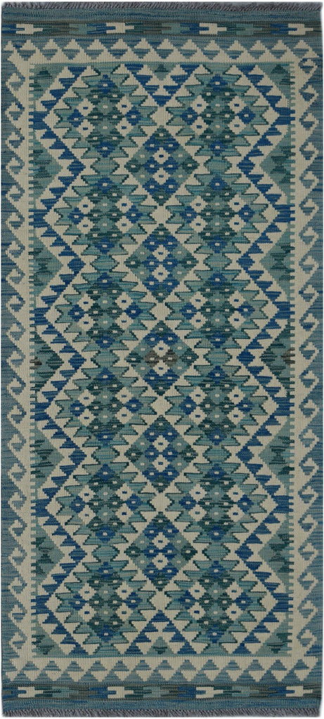 Handmade Afghan Maimana Killim Hallway Runner | 184 x 83 cm | 6'1" x 2'9" - Najaf Rugs & Textile