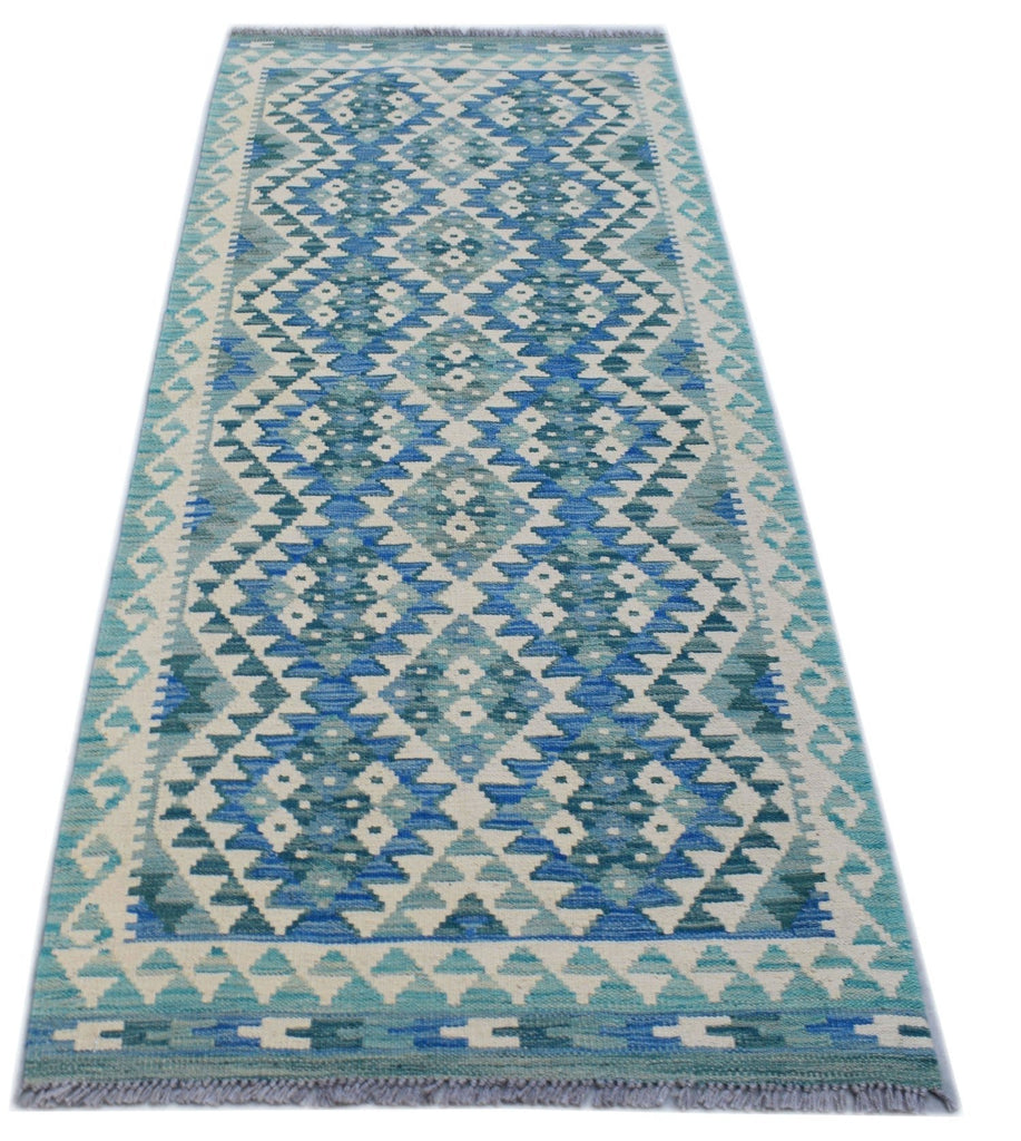 Handmade Afghan Maimana Killim Hallway Runner | 187 x 84 cm | 6'2" x 2'9" - Najaf Rugs & Textile