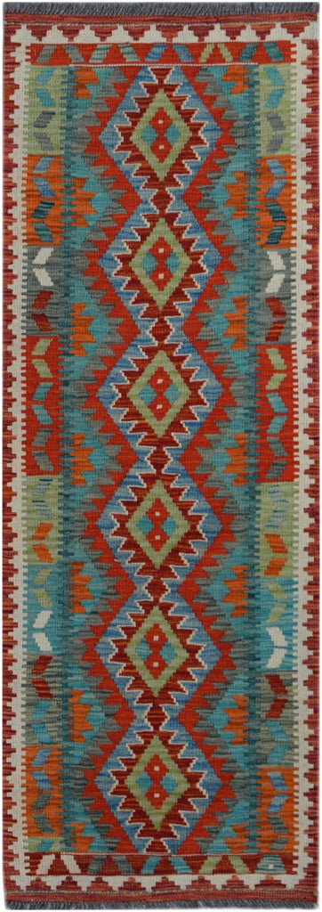Handmade Afghan Maimana Killim Hallway Runner | 190 x 68 cm | 6'3" x 2'3" - Najaf Rugs & Textile