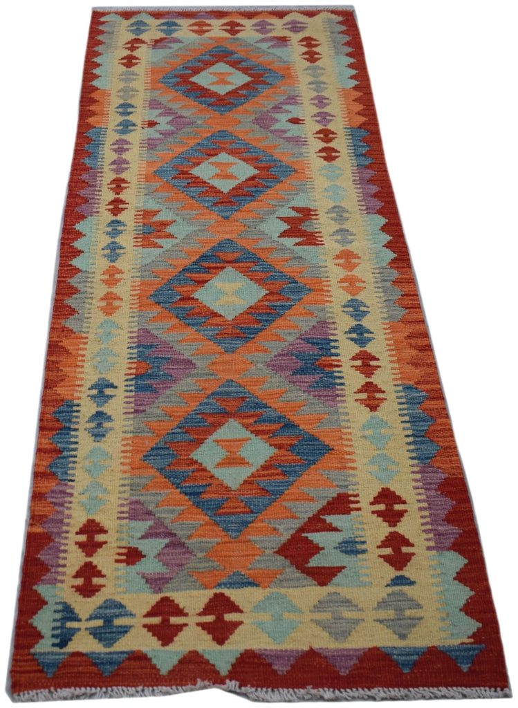 Handmade Afghan Maimana Killim Hallway Runner | 191 x 69 cm | 6'3" x 2'3" - Najaf Rugs & Textile