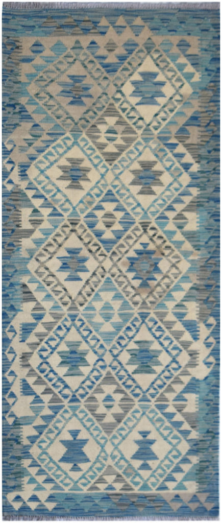 Handmade Afghan Maimana Killim Hallway Runner | 193 x 82 cm | 6'4" x 2'9" - Najaf Rugs & Textile