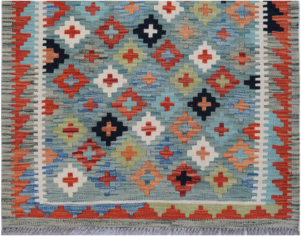 Handmade Afghan Maimana Killim Hallway Runner | 200 x 81 cm | 6'7" x 2'8" - Najaf Rugs & Textile