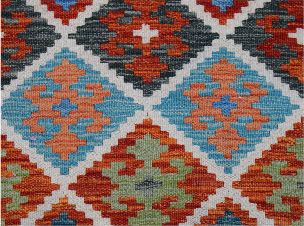 Handmade Afghan Maimana Killim Hallway Runner | 202 x 77 cm | 6'8" x 2'7" - Najaf Rugs & Textile