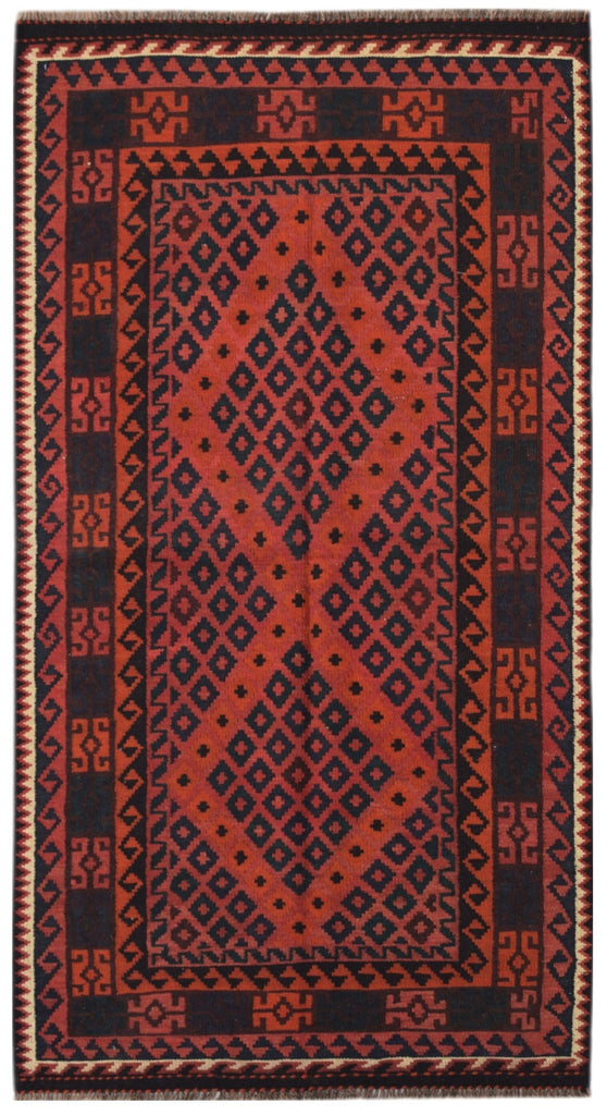 Handmade Afghan Maimana Killim Hallway Runner | 209 x 118 cm | 6'10" x 3'10" - Najaf Rugs & Textile