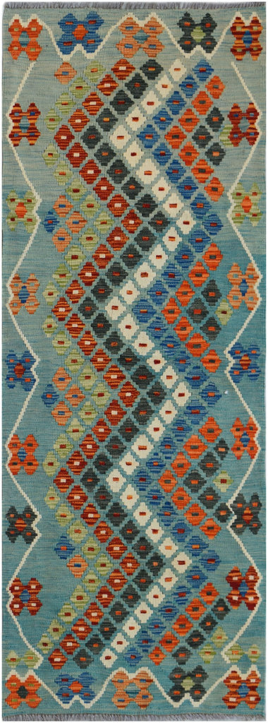 Handmade Afghan Maimana Killim Hallway Runner | 211 x 80 cm | 6'11" x 2'7" - Najaf Rugs & Textile