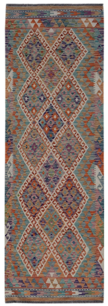 Handmade Afghan Maimana Killim Hallway Runner | 242 x 84 cm | 7'11" x 2'9" - Najaf Rugs & Textile