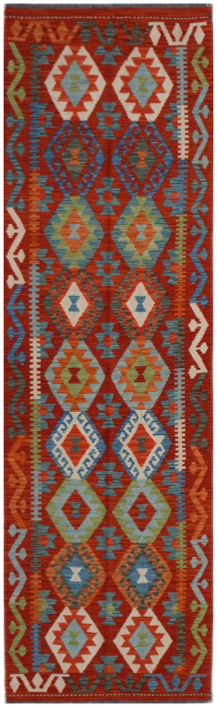Handmade Afghan Maimana Killim Hallway Runner | 291 x 82 cm | 9'7" x 2'8" - Najaf Rugs & Textile
