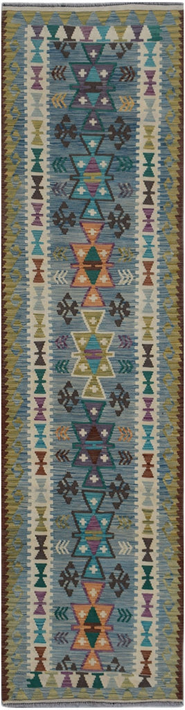 Handmade Afghan Maimana Killim Hallway Runner | 292 x 74 cm | 9'7" x 2'5" - Najaf Rugs & Textile