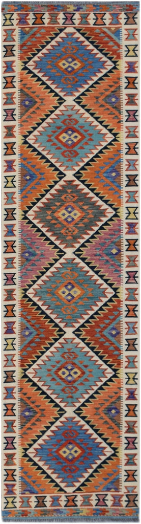 Handmade Afghan Maimana Killim Hallway Runner | 294 x 82 cm | 9'8" x 2'8" - Najaf Rugs & Textile
