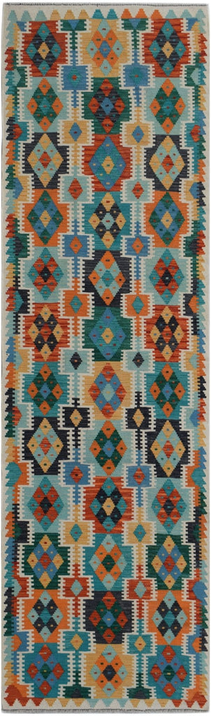 Handmade Afghan Maimana Killim Hallway Runner | 295 x 85 cm | 9'8" x 2'10" - Najaf Rugs & Textile