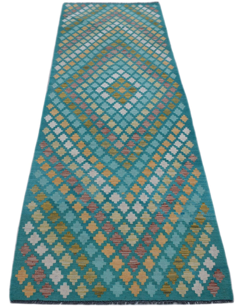 Handmade Afghan Maimana Killim Hallway Runner | 296 x 85 cm | 9'8" x 2'10" - Najaf Rugs & Textile