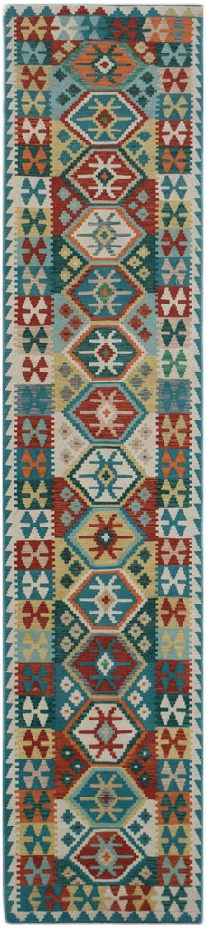 Handmade Afghan Maimana Killim Hallway Runner | 391 x 79 cm | 12'10" x 2'7" - Najaf Rugs & Textile