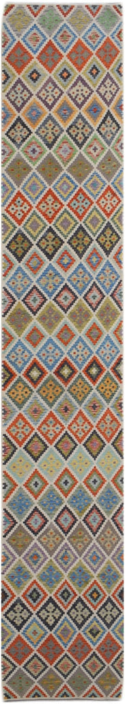Handmade Afghan Maimana Killim Hallway Runner | 487 x 81 cm | 16' x 2'8" - Najaf Rugs & Textile