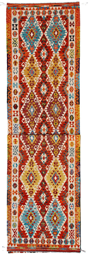 Handmade Afghan Maimana Killim Hallway Runner | 782 x 122 cm | 25'8" x 4' - Najaf Rugs & Textile