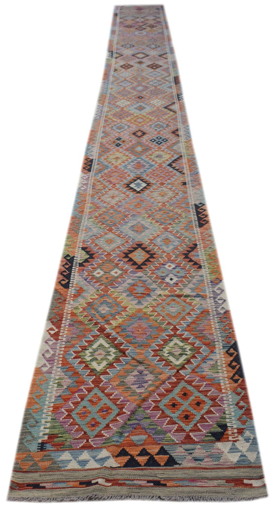 Handmade Afghan Maimana Killim Hallway Runner | 782 x 81 cm | 25'8" x 2'8" - Najaf Rugs & Textile