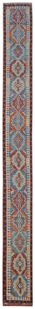 Handmade Afghan Maimana Killim Hallway Runner | 973 x 83 cm | 32' x 2'9" - Najaf Rugs & Textile