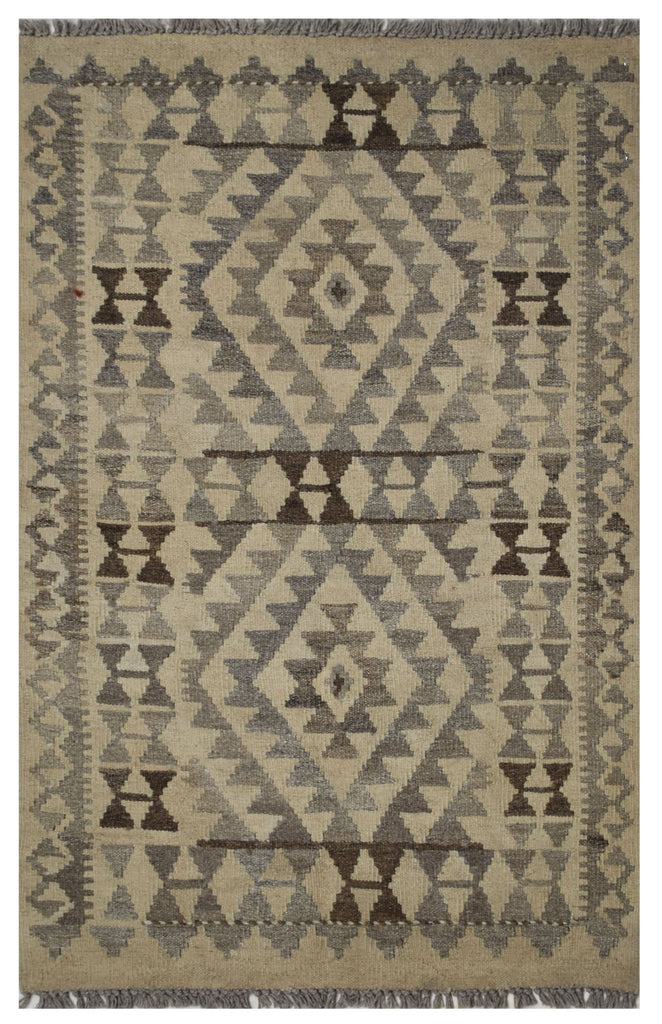 Handmade Afghan Natural Undyed Maiamana Kilim | 118 x 80 cm | 3'8" x 2'6" - Najaf Rugs & Textile