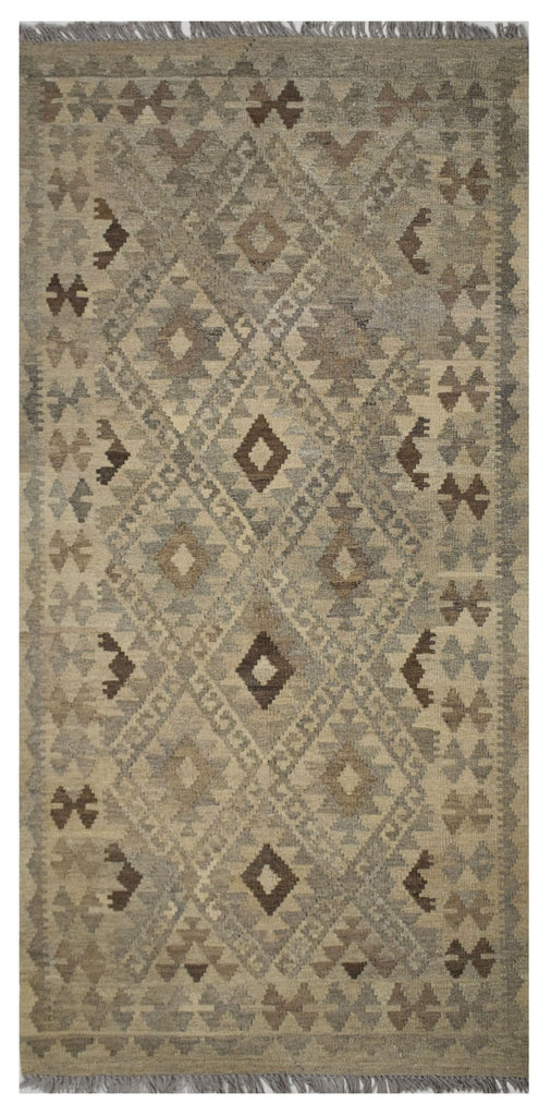 Handmade Afghan Natural Undyed Maiamana Kilim | 198 x 100 cm | 6'4" x 3'2" - Najaf Rugs & Textile