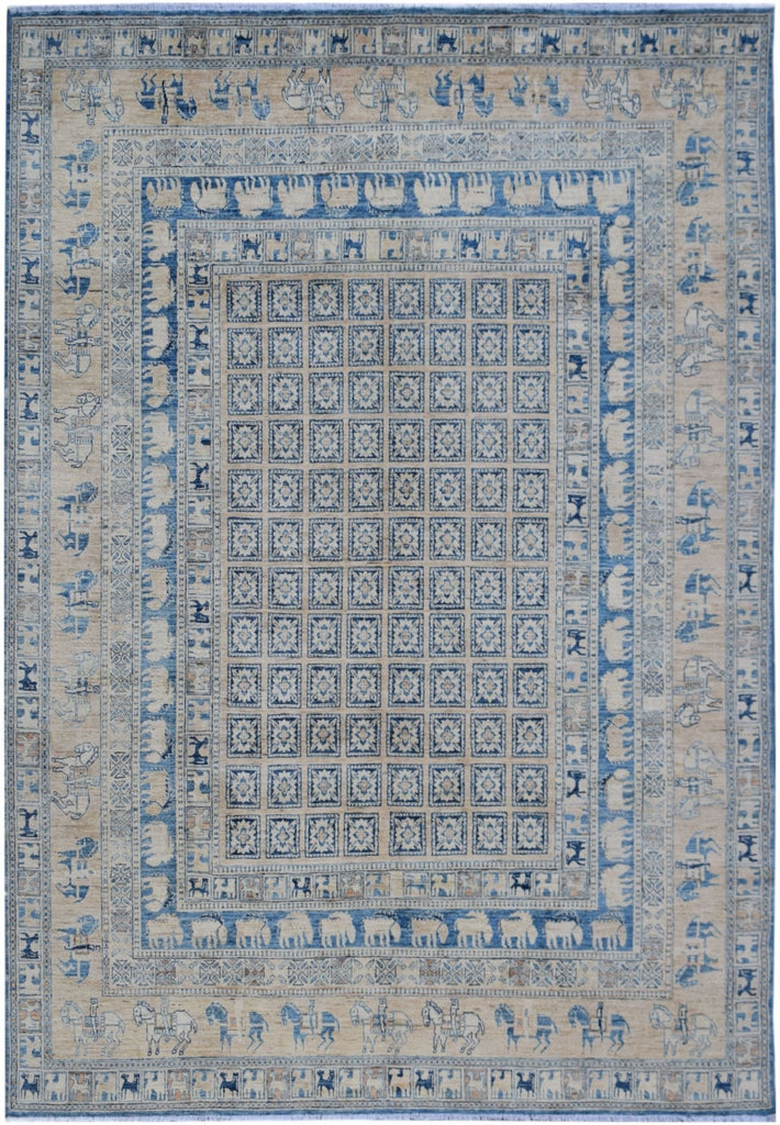 Handmade Afghan Super Kazakh Pazyryk Rug | 298 x 240 cm | 9'10" x 7'11" - Najaf Rugs & Textile