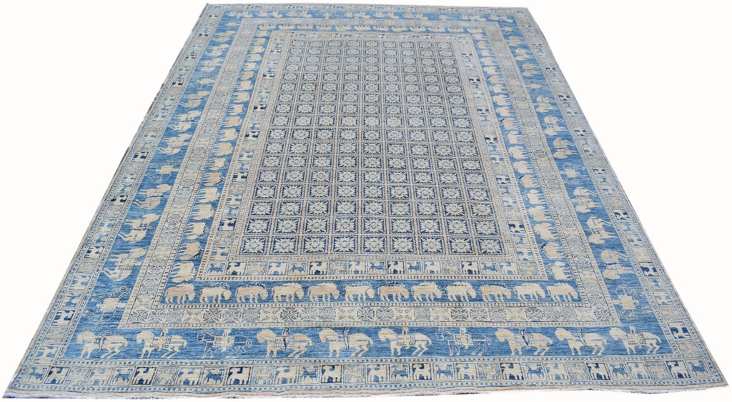 Handmade Afghan Super Kazakh Pazyryk Rug | 368 x 265 cm | 12'1" x 8'9" - Najaf Rugs & Textile