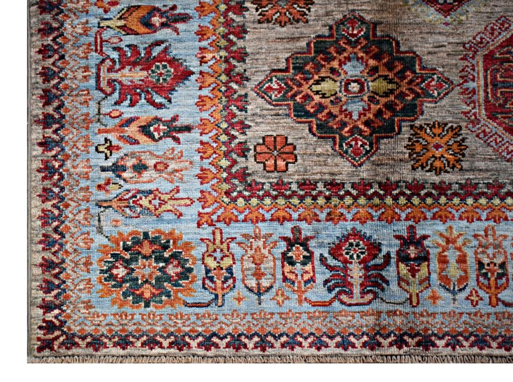 Handmade Afghan Super Kazakh Rug | 203 x 154 cm | 6'8" x 5'1" - Najaf Rugs & Textile