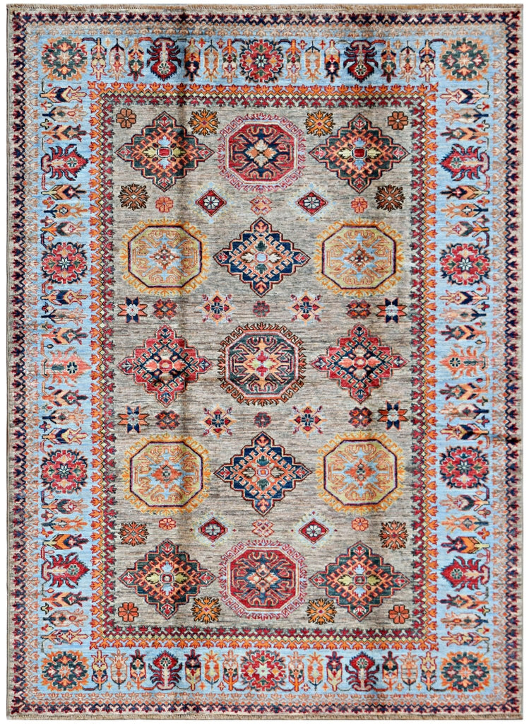 Handmade Afghan Super Kazakh Rug | 203 x 154 cm | 6'8" x 5'1" - Najaf Rugs & Textile