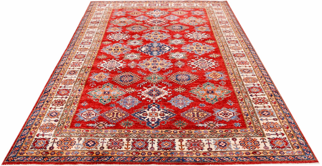 Handmade Afghan Super Kazakh Rug | 285 x 210 cm | 9'4" x 6'11" - Najaf Rugs & Textile