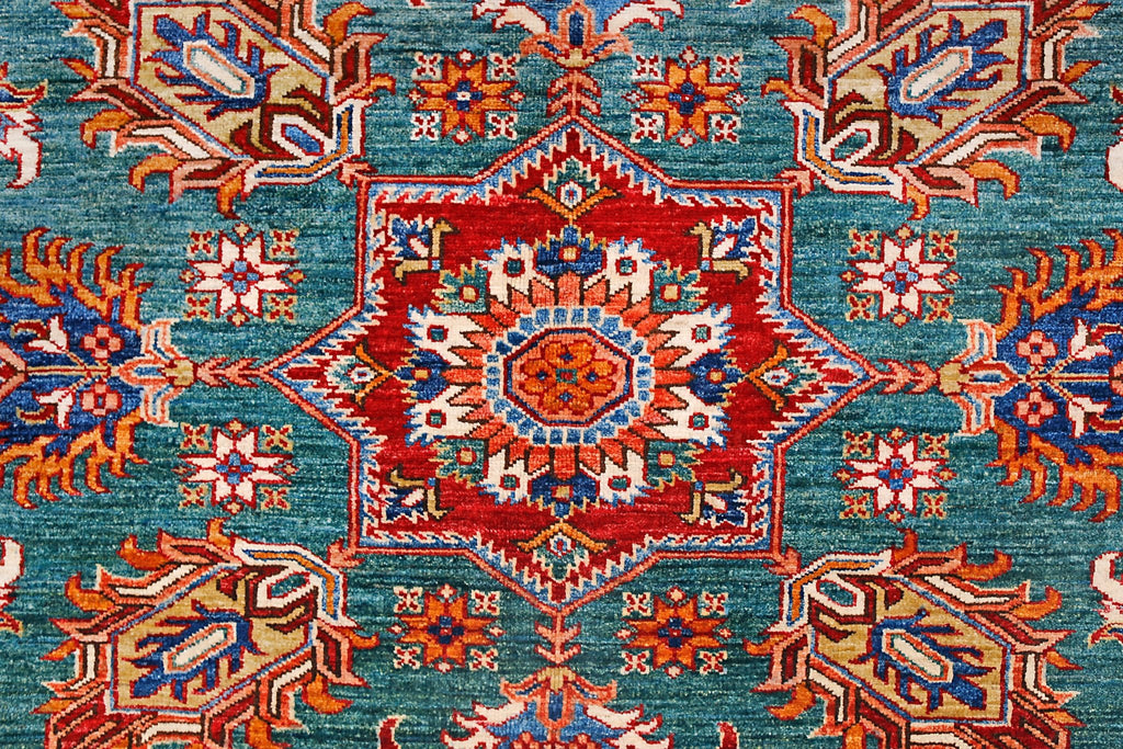 Handmade Afghan Super Kazakh Rug | 285 x 244 cm | 9'5" x 8' - Najaf Rugs & Textile