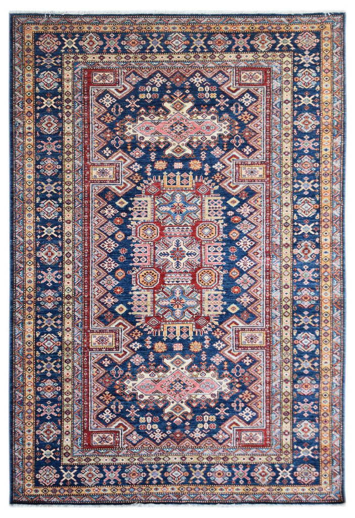 Handmade Afghan Super Kazakh Rug | 296 x 200 cm | 9'9" x 6'7" - Najaf Rugs & Textile