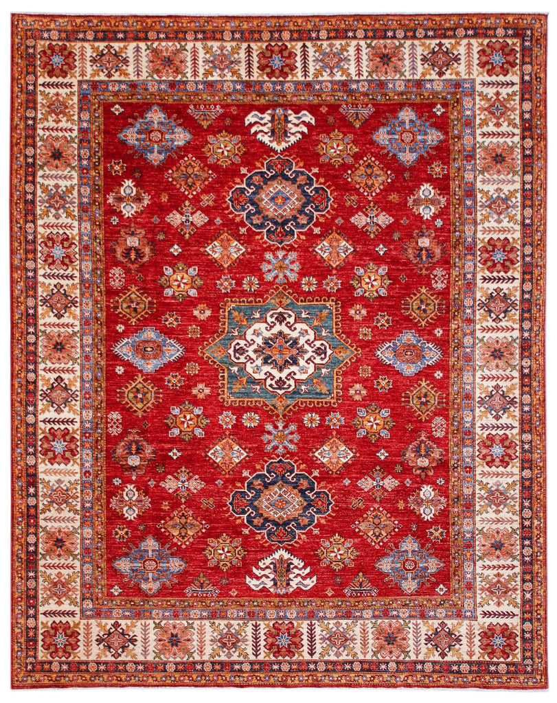 Handmade Afghan Super Kazakh Rug | 312 x 262 cm | 10'3" x 8'7" - Najaf Rugs & Textile