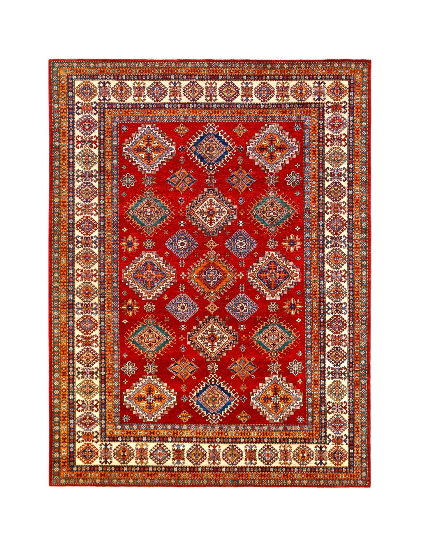 Handmade Afghan Super Kazakh Rug | 316 x 246 cm | 10'5" x 8'1" - Najaf Rugs & Textile