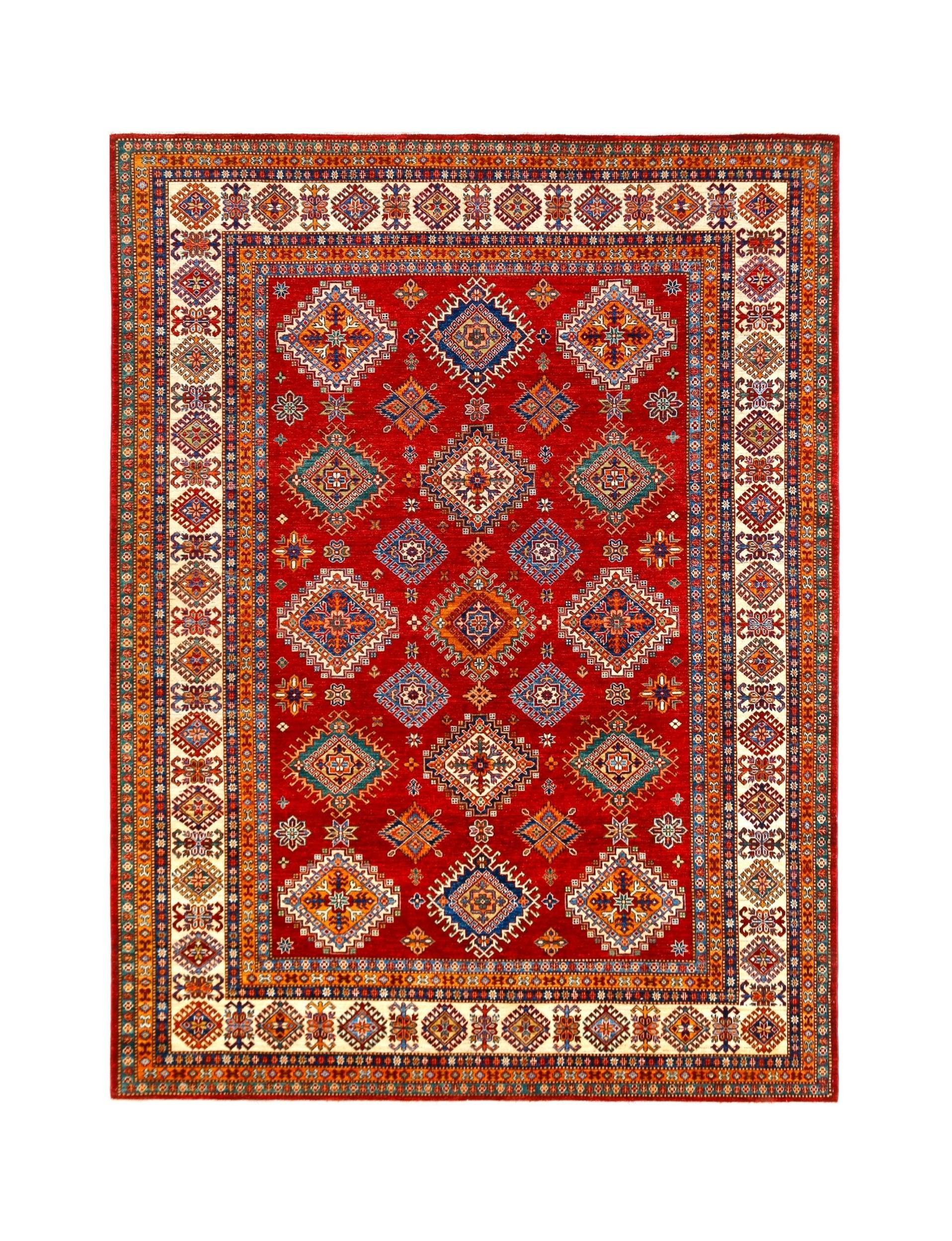 Handmade Afghan Super Kazakh Rug | 316 x 246 cm | 10'5" x 8'1" - Najaf Rugs & Textile